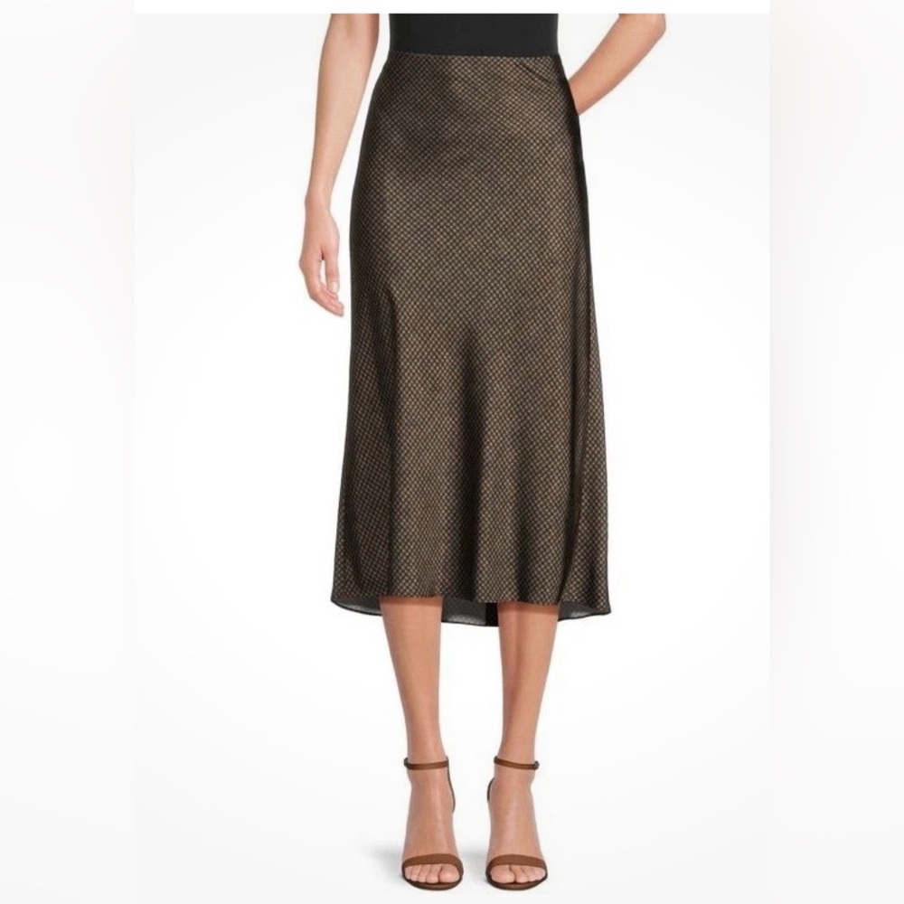 Vince Sz 2 Brown Black Brushed
Houndstooth Pull-On Midi Skirt Silk printed work